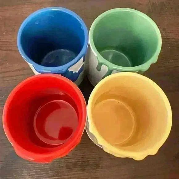 Walt Disney Ink & Paint Ceramic Cup Set of 4 Mickey Mouse Ear Drips Mug Jar Lot - Picture 2 of 4